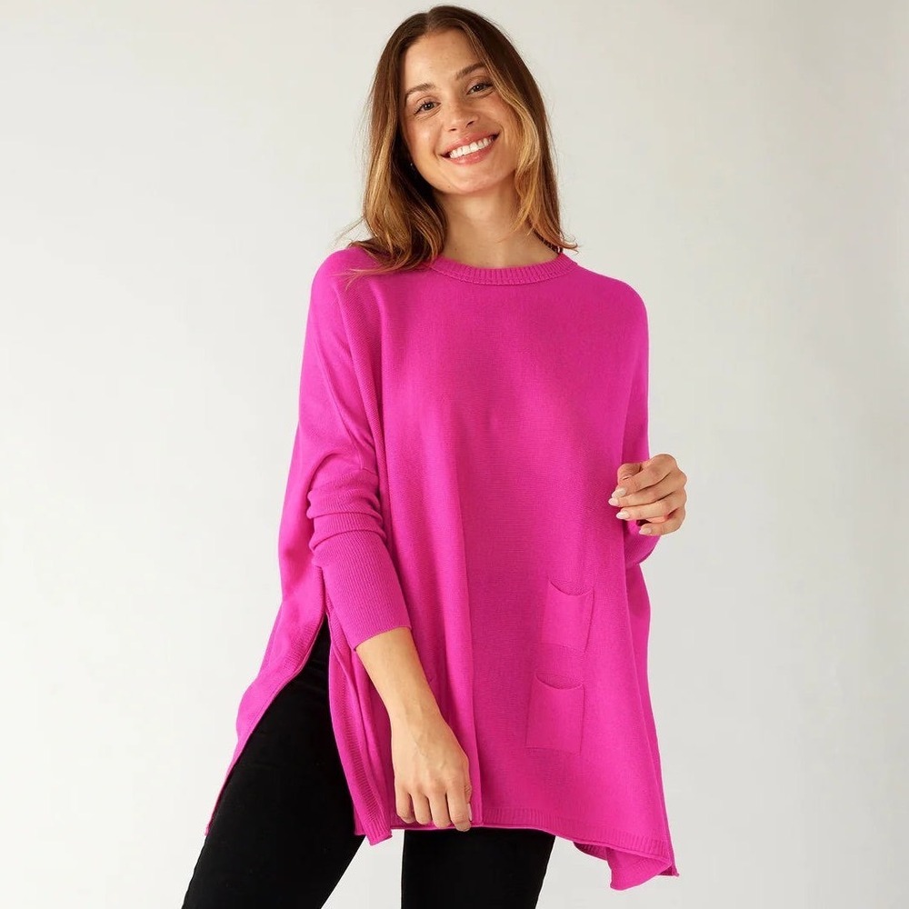 Mersea The Catalina‎ Travel Sweater Pink OS Crewneck Oversized Pockets Dopamine